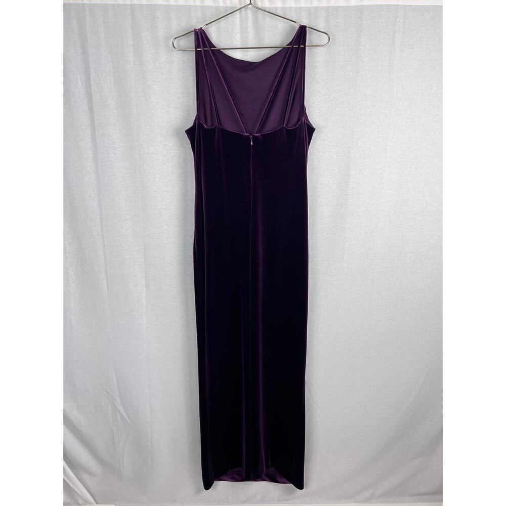 VTG 90s Dress Bias Cut Purple Velvet Hand Painted Floral Whimsigoth Fairy Prom - Picture 3 of 5